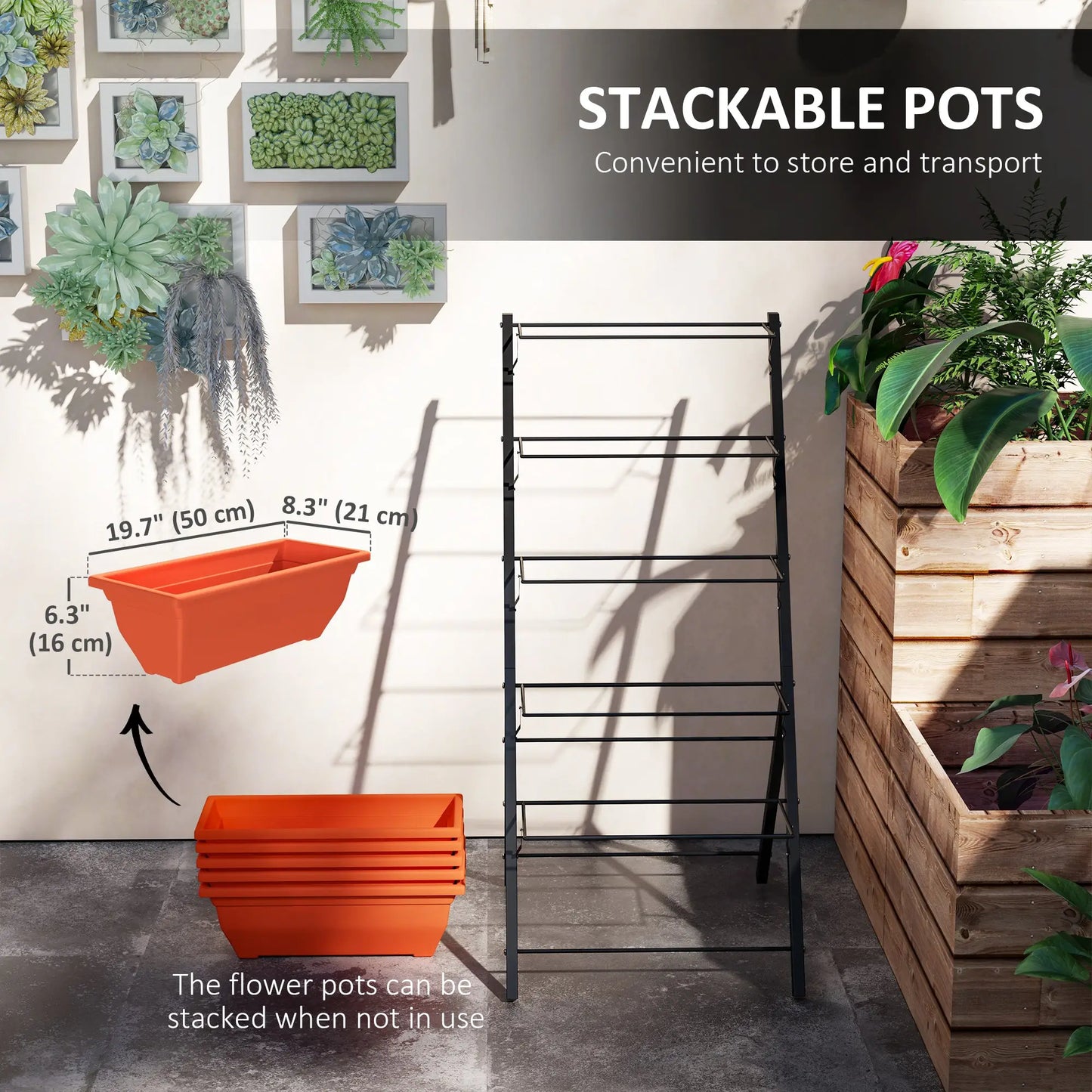 5-Tier Raised Garden Bed, Plant Stand, Flower Pots, Leaking Holes, Red Plant Stands at Gallery Canada