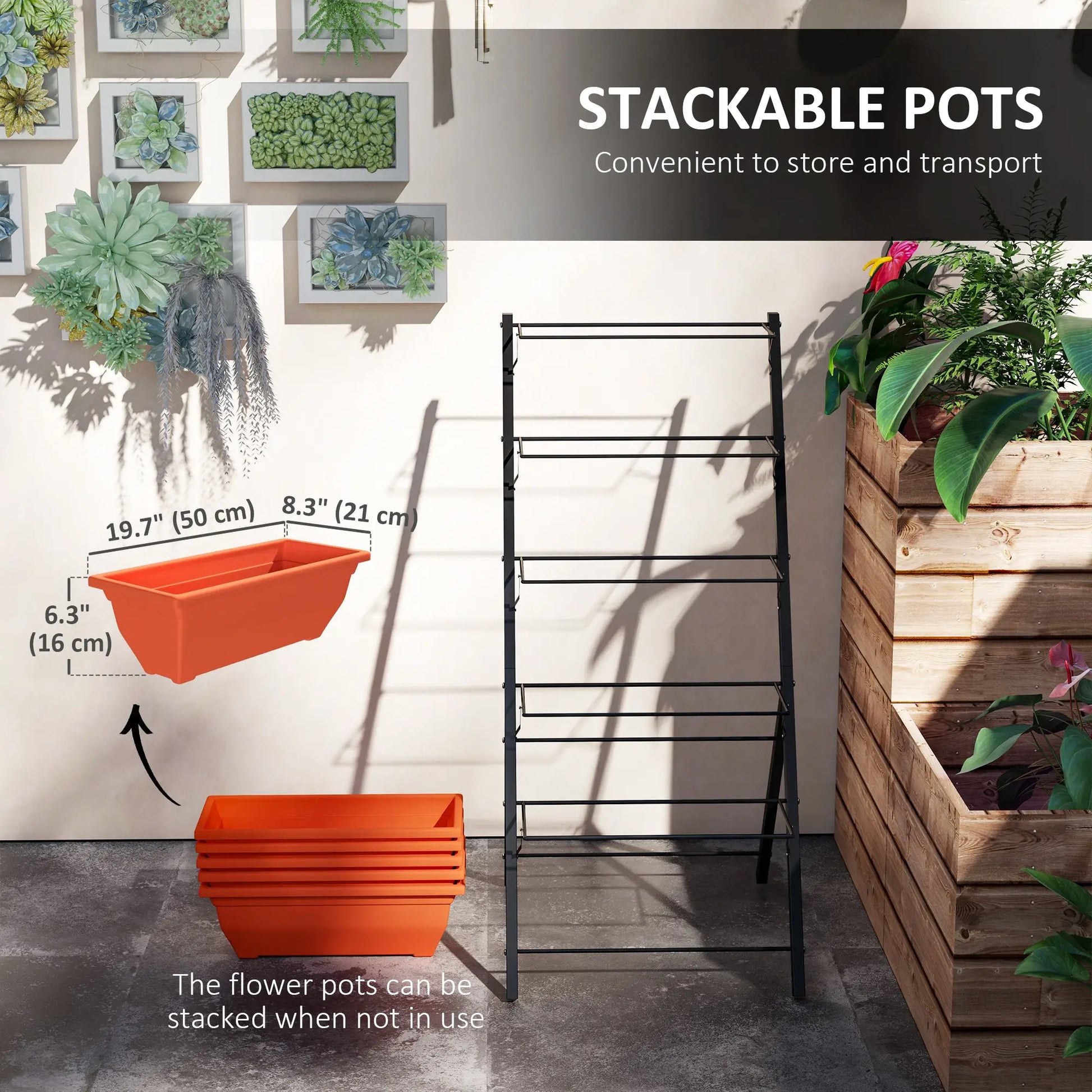 5-Tier Raised Garden Bed, Plant Stand, Flower Pots, Leaking Holes, Red Plant Stands at Gallery Canada