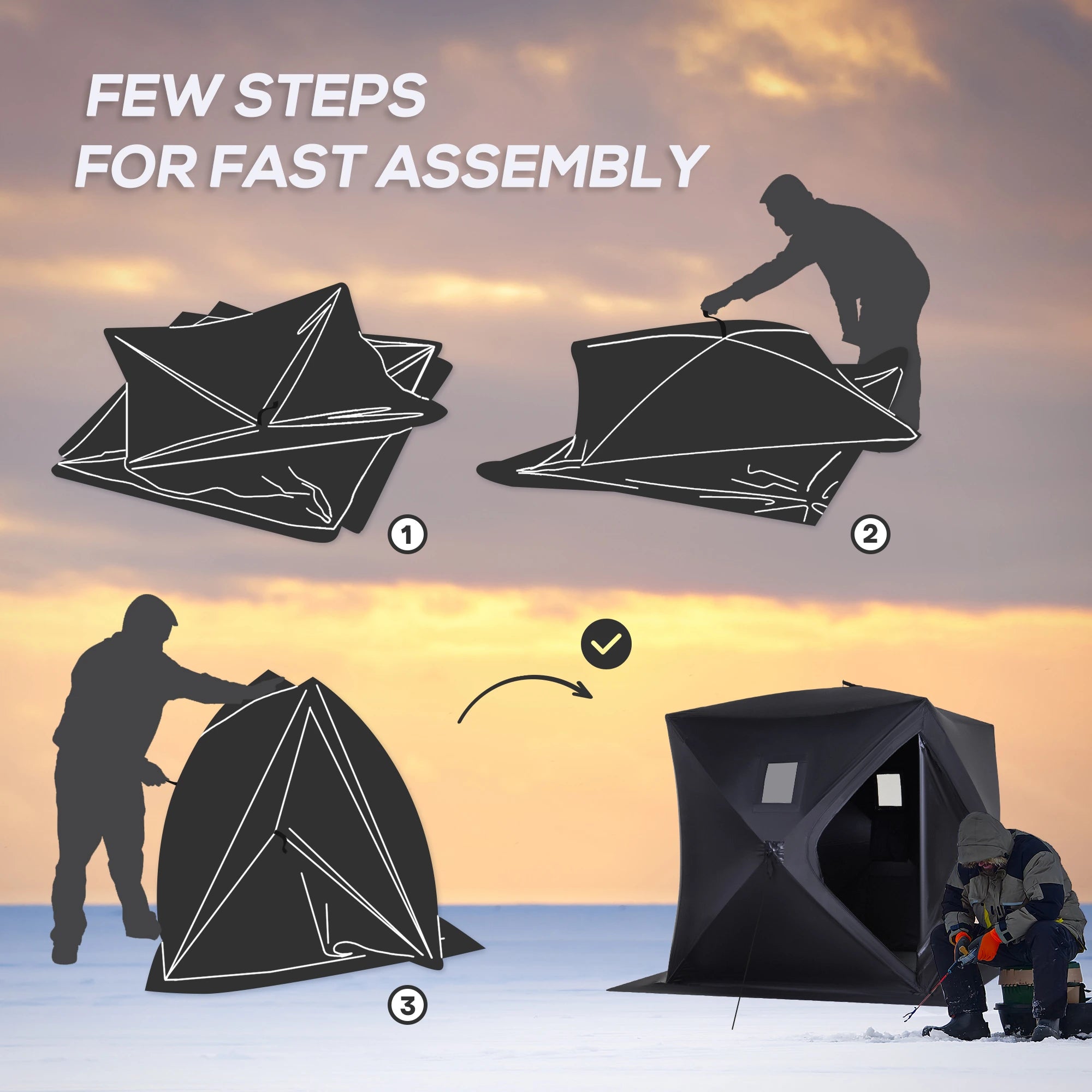 2 Person Ice Fishing Tent, Shelter with Carry Bag, Black Ice Fishing Tents at Gallery Canada