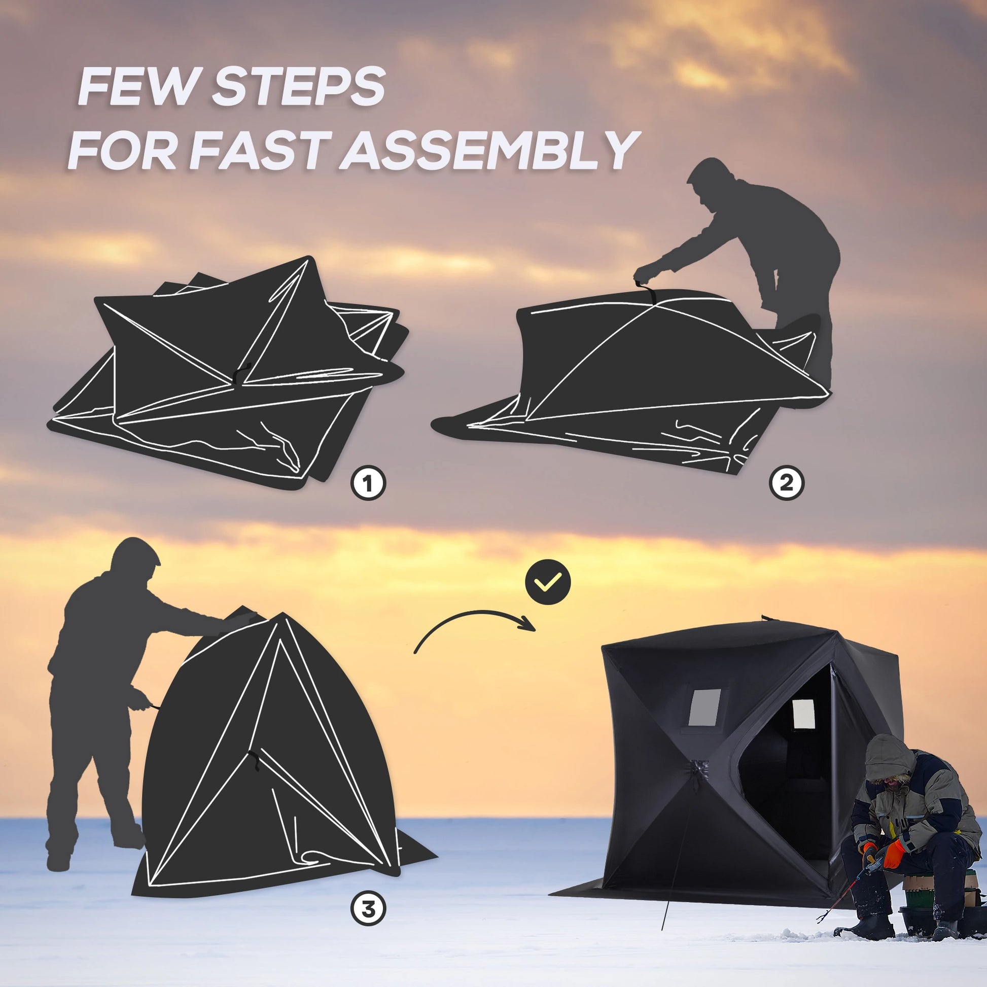 2 Person Ice Fishing Tent, Shelter with Carry Bag, Black Ice Fishing Tents at Gallery Canada