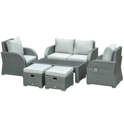 6 PCS Outdoor Rattan Sofa Set, Patio Furniture w/ Tea Table, Cushion, Grey Patio Furniture Sets at Gallery Canada