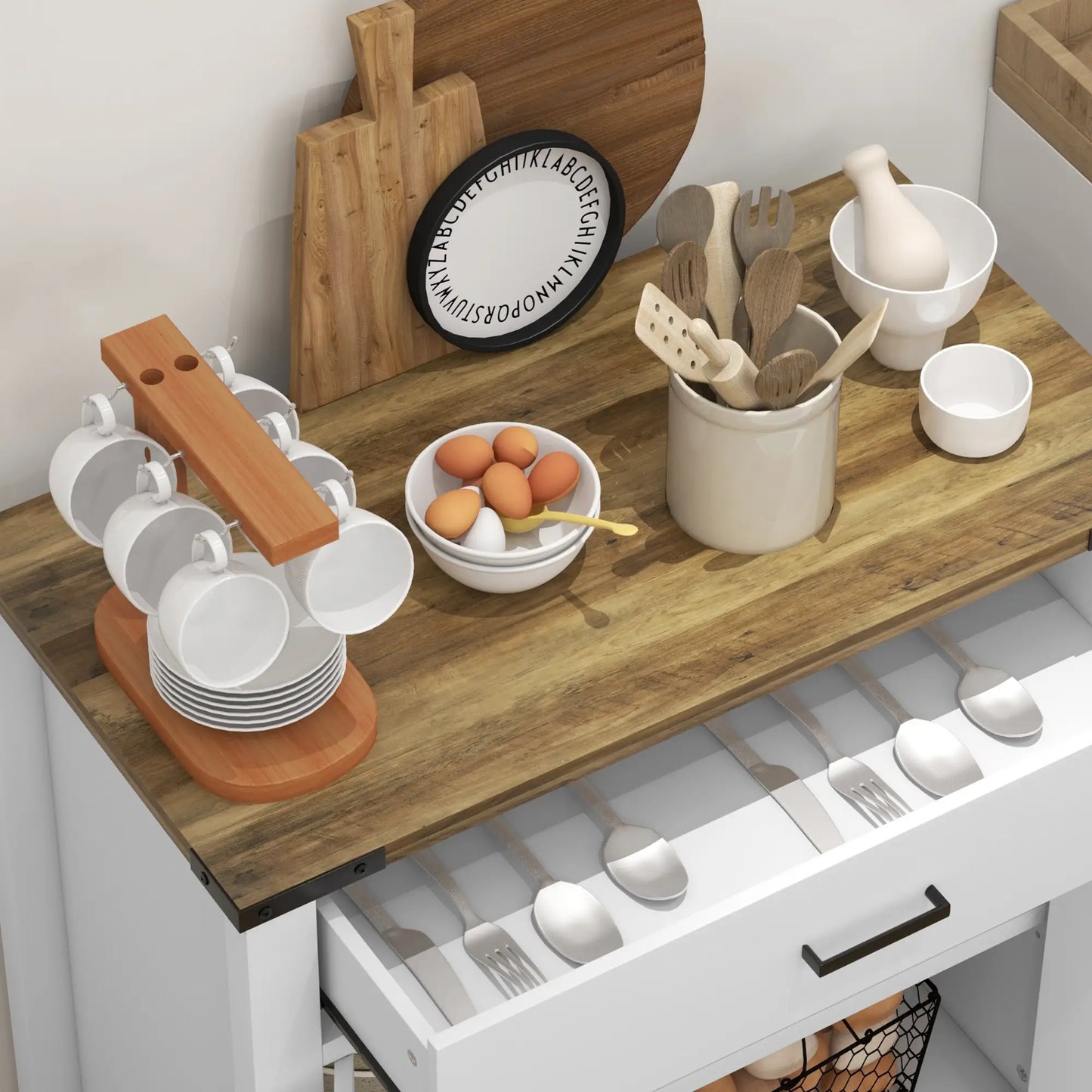 Farmhouse Buffet Cabinet, 1 Drawer, Storage Cabinet, Adjustable Shelf, White Bar Cabinets at Gallery Canada