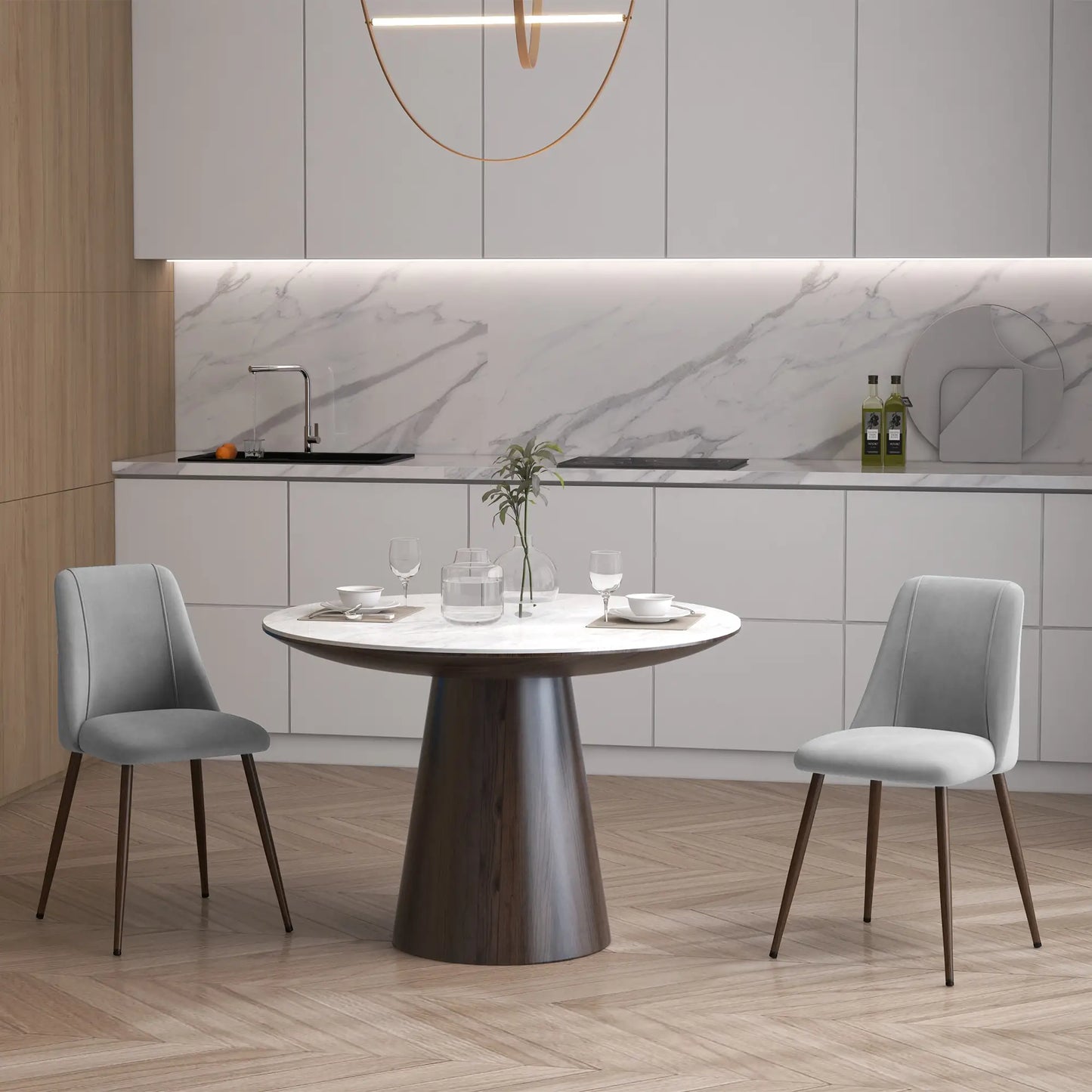Upholstered Dining Chairs Set of 4, Velvet Accent, Grey Bar Stools at Gallery Canada