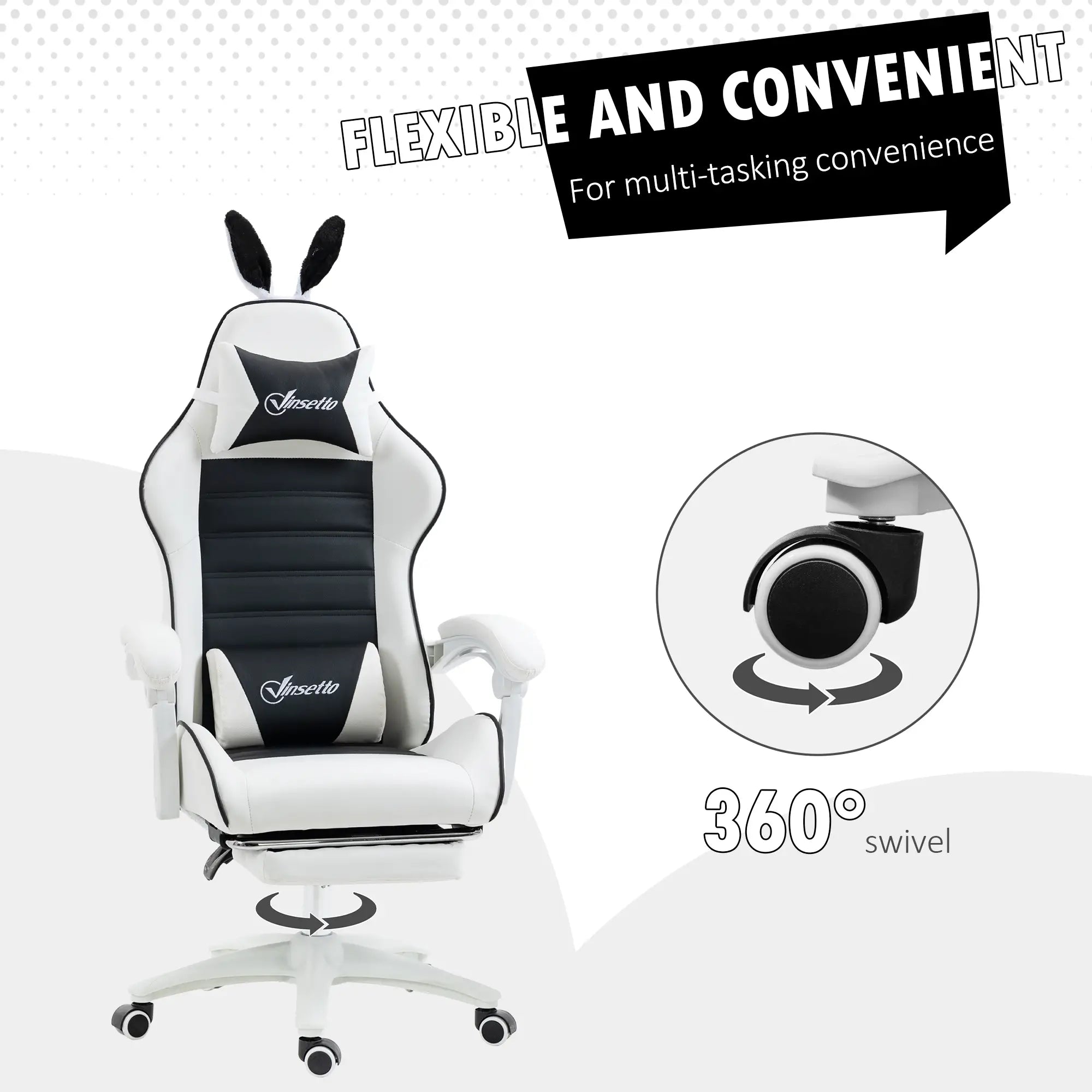 Racing Gamer Chair, PU Leather with Footrest, Headrest, Lumbar Support, Black Video Game Chairs at Gallery Canada