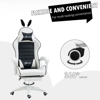 Racing Gamer Chair, PU Leather with Footrest, Headrest, Lumbar Support, Black Video Game Chairs at Gallery Canada