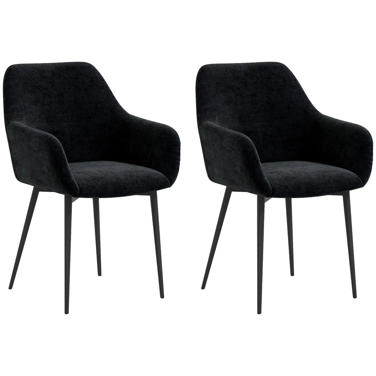 Velvet Fabric Dining Chairs Set Of 2, With Steel Legs, Black Dining Chairs at Gallery Canada