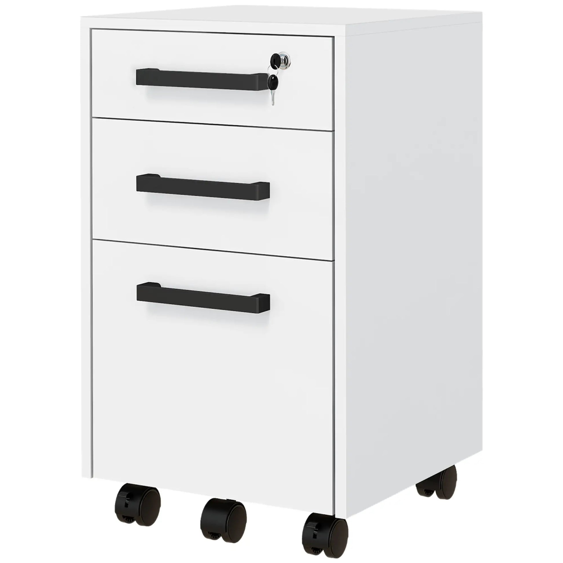 Lockable 3 Drawer File Cabinet, Hanging Bars, Letter A4 Size, White Office Cabinets & Cupboards White at Gallery Canada