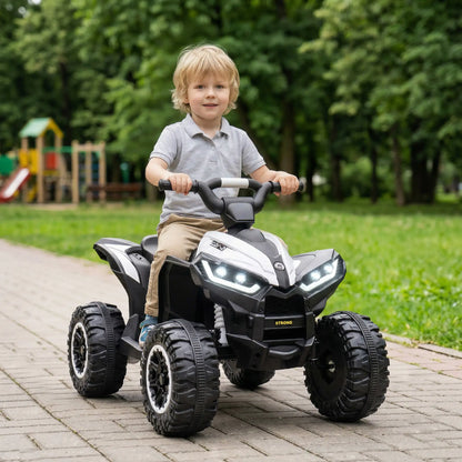 Kids 4 Wheeler Quad with Music, Headlights, High Low Speed, White Electric Toy Cars at Gallery Canada