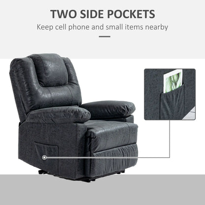 PU Leather Recliner Chair, Manual, Living Room, Footrest, Side Pockets, Steel Frame, Black Single Sofas at Gallery Canada