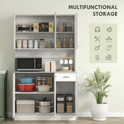 71" Modern Buffet Hutch, 3-Drawer, White Kitchen Pantry Cabinets at Gallery Canada