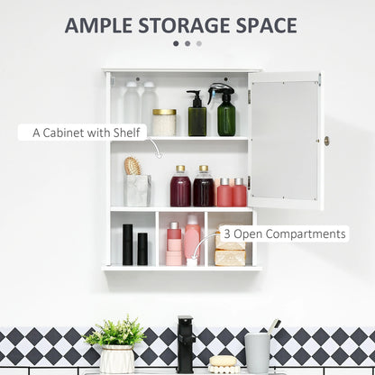 Wall Mounted Bathroom Mirror Cabinet, 3 Shelf Organizer, White Mirror Medicine Cabinets at Gallery Canada