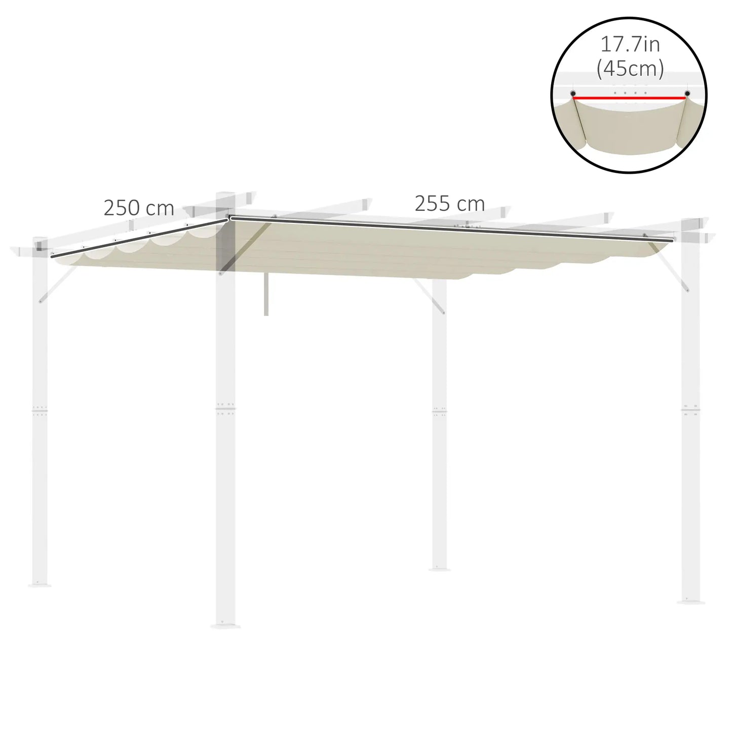 Retractable Pergola Canopy, 10' x 10', Cream White Gazebo Canopy Replacement at Gallery Canada