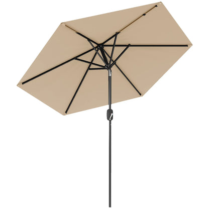 Patio Sun Umbrella, Outdoor Parasol, 6 Ribs, Coffee