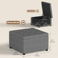 Pouf de rangement capitonné, banc d'appoint, repose-pieds, gris foncé, gris foncé