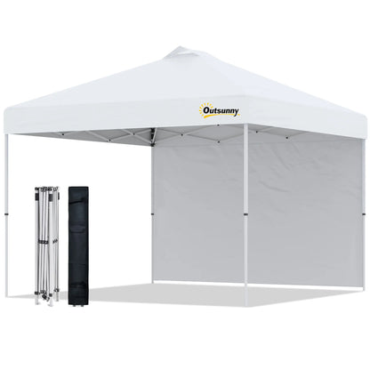 10' x 10' Pop Up Canopy Tent, Adjustable Height, 1 Sidewall, Wheeled Bag, White Pop Up Canopies White at Gallery Canada