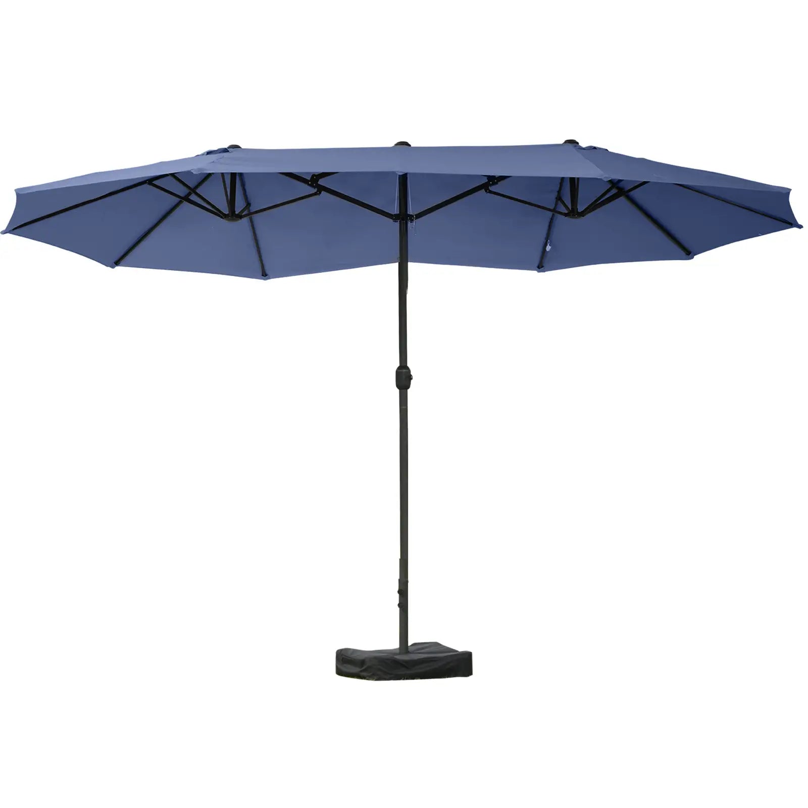15' Outdoor Patio Umbrella, Twin Canopy Sunshade, Steel Table, Dark Blue Sun Umbrellas at Gallery Canada