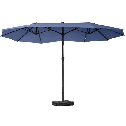 15' Outdoor Patio Umbrella, Twin Canopy Sunshade, Steel Table, Dark Blue Sun Umbrellas at Gallery Canada