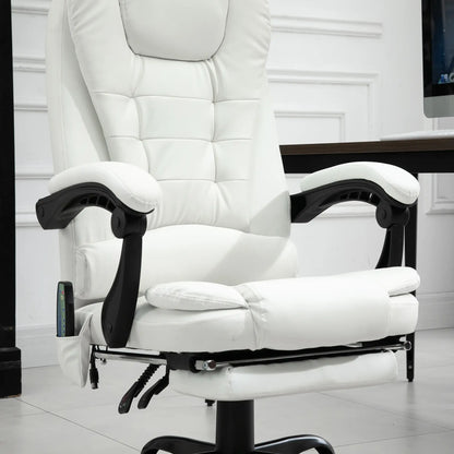 7-Point Vibrating Massage Chair, Reclining Office Chair, Adjustable Height, White Executive & Manager Chairs at Gallery Canada