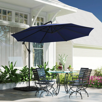 9.6ft Offset Patio Umbrella, Hanging Parasol, Crank, Navy Blue Offset Cantilever Umbrellas at Gallery Canada