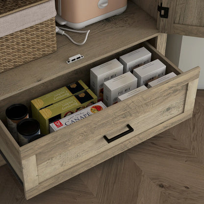 69" Tall Farmhouse Kitchen Pantry, 2 Doors, Drawer, Adjustable Shelves, Grey Kitchen Pantry Cabinets at Gallery Canada