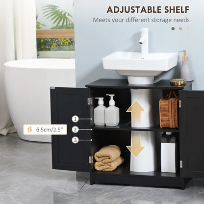 Under Sink Bathroom Cabinet, 2 Doors with Shelf, Black Bathroom Cabinets at Gallery Canada