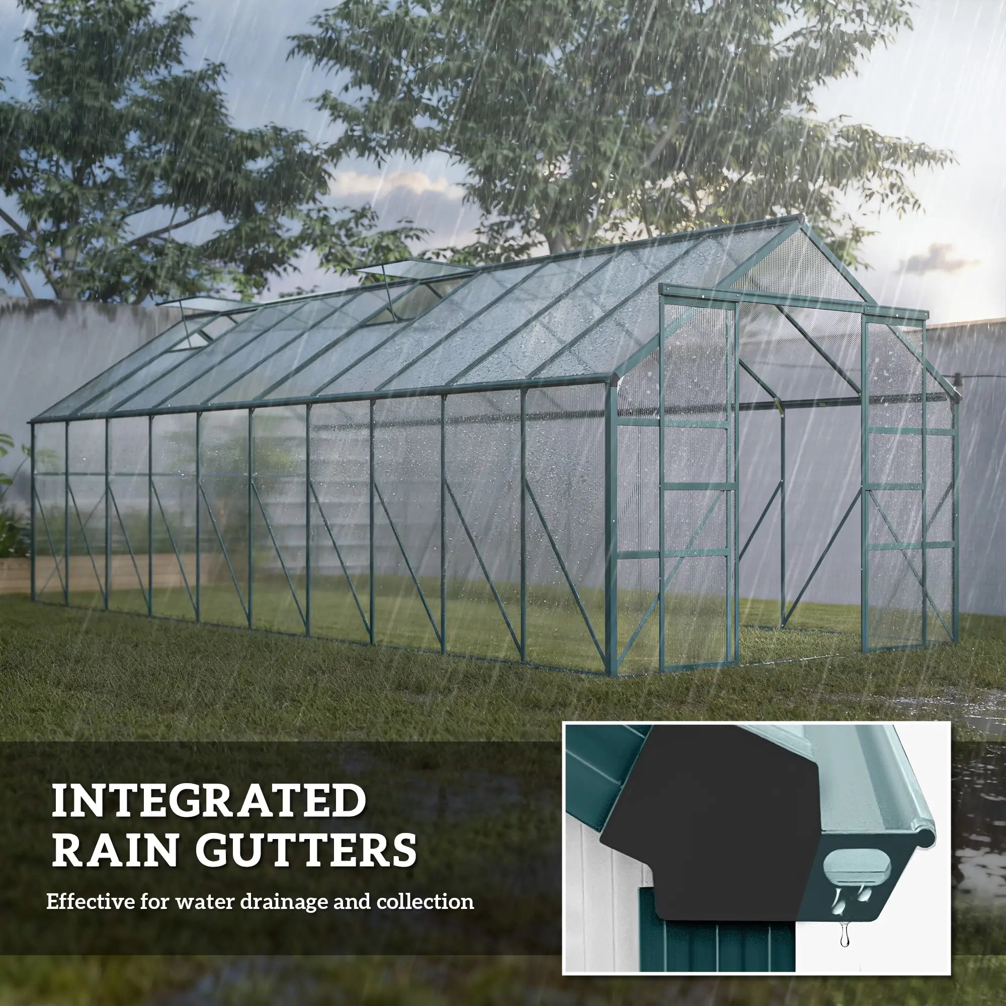 Aluminum Greenhouse, Polycarbonate Walk-In, 20' x 8', Green Walk In Greenhouses at Gallery Canada