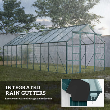 Aluminum Greenhouse, Polycarbonate Walk-In, 20' x 8', Green Walk In Greenhouses at Gallery Canada