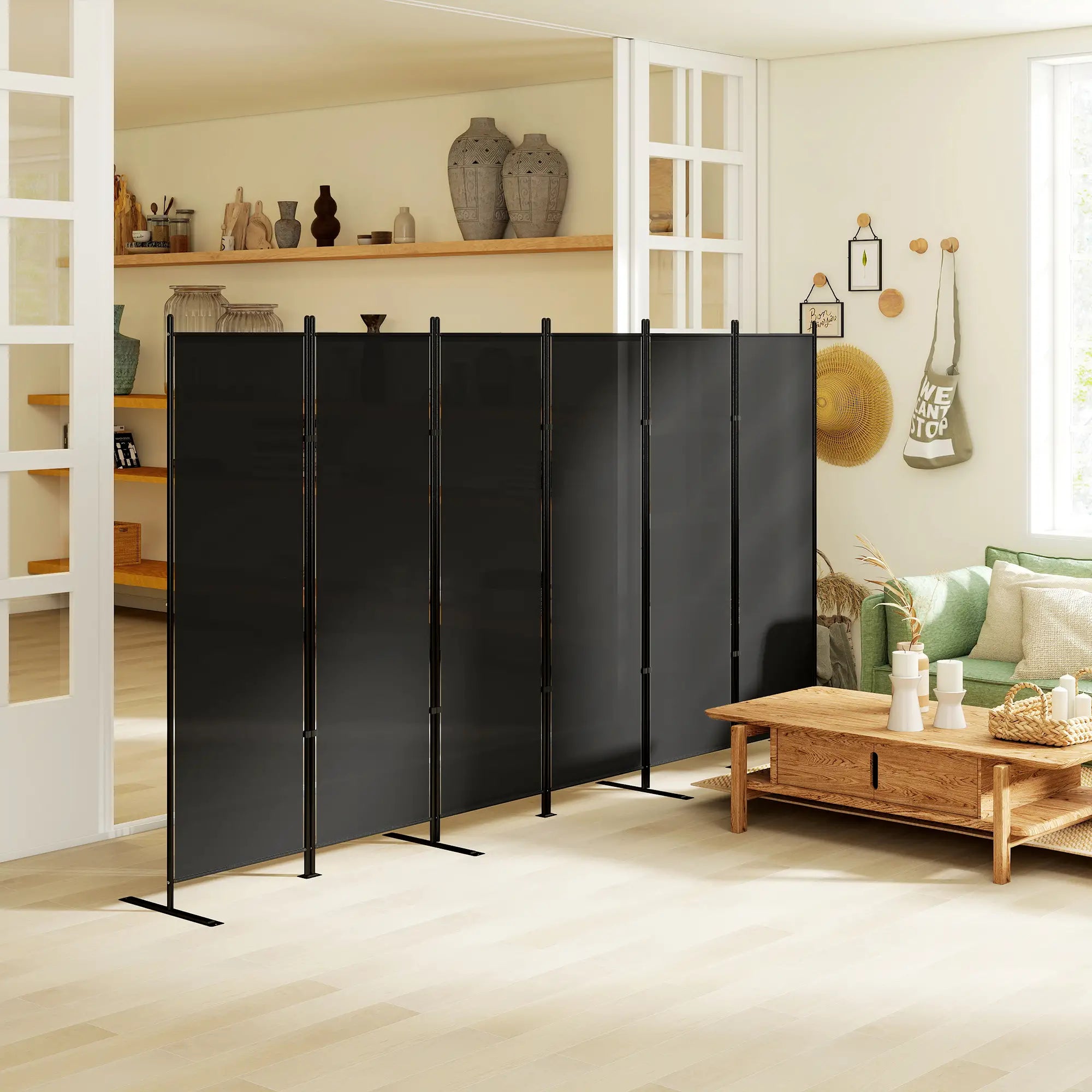 6 Ft Room Divider, Folding Privacy Screen, Charcoal Grey Room Dividers at Gallery Canada