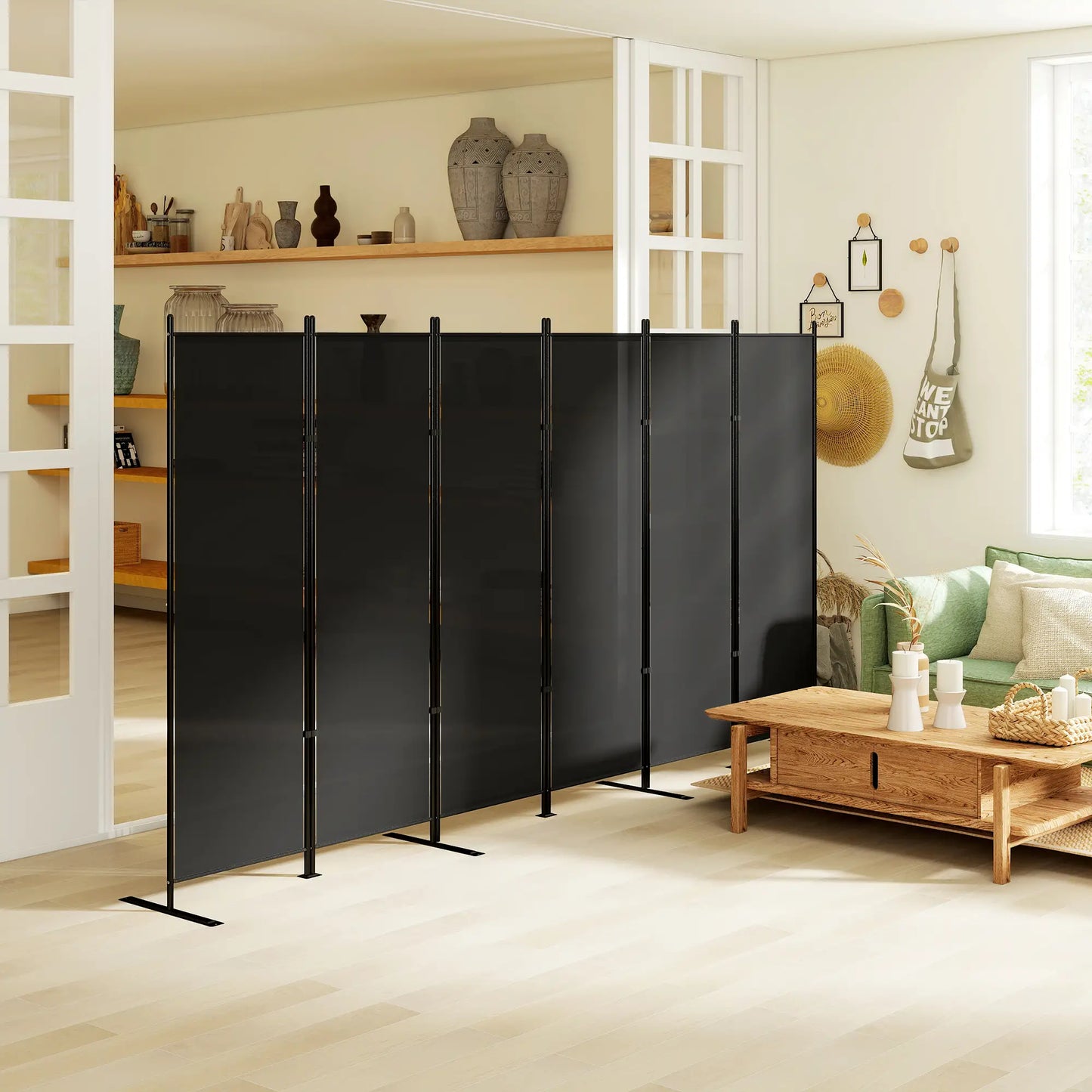 6 Ft Room Divider, Folding Privacy Screen, Charcoal Grey Room Dividers at Gallery Canada