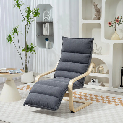 Accent Chair, Velvet Upholstered Living Room Chair with Footrest, Wood Frame, Dark Grey Accent Chairs at Gallery Canada
