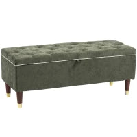 Banc coffre de rangement, assise aspect lin, 264 LBS, vert