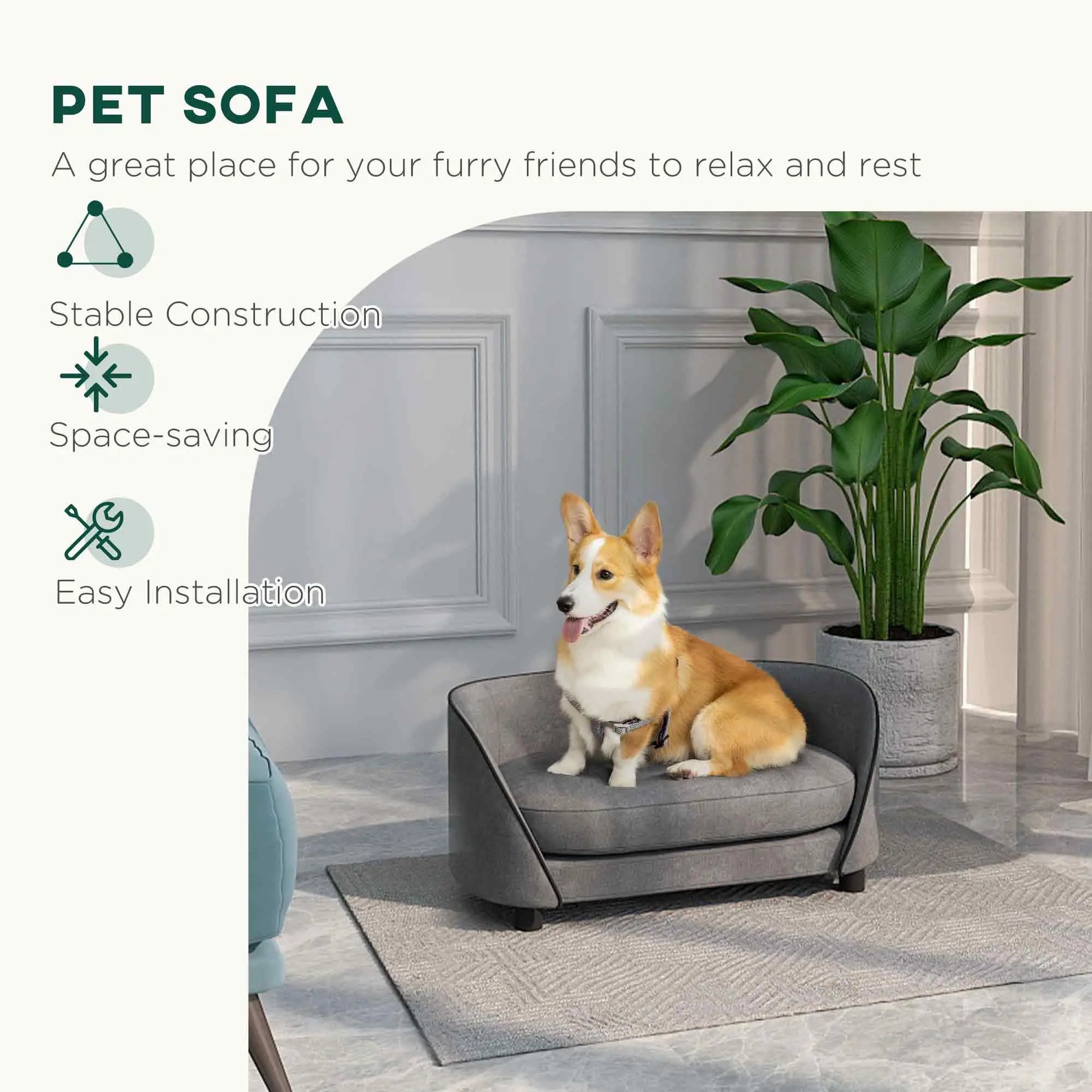 Pet Sofa Dog Couch, Small to Medium, Soft Cushion, Washable Cover, Grey Dog Sofas at Gallery Canada