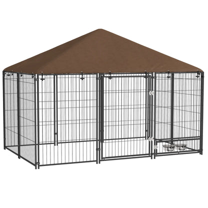 6.9' x 4.6' x 5' Outdoor Dog Kennel, Canopy, Rotating Bowls, Coffee Houses, Kennels & Pens at Gallery Canada