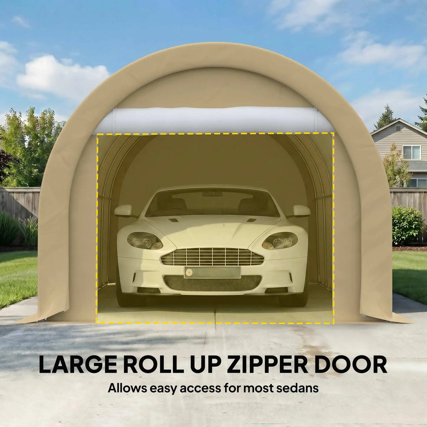 10' x 16' Heavy Duty Carport Tent, PE Cover, Beige Car Shelters at Gallery Canada