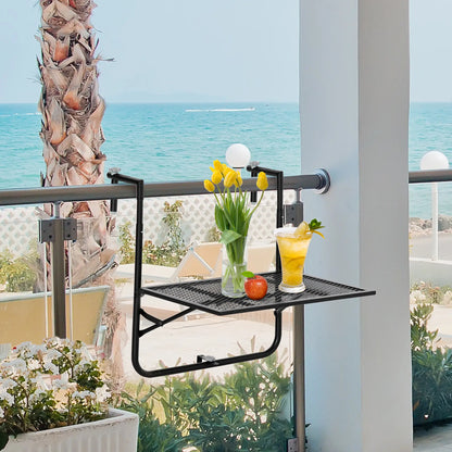 Metal Wall Mount Desk, Adjustable Folding Balcony Table, Black Balcony Table Hanging at Gallery Canada