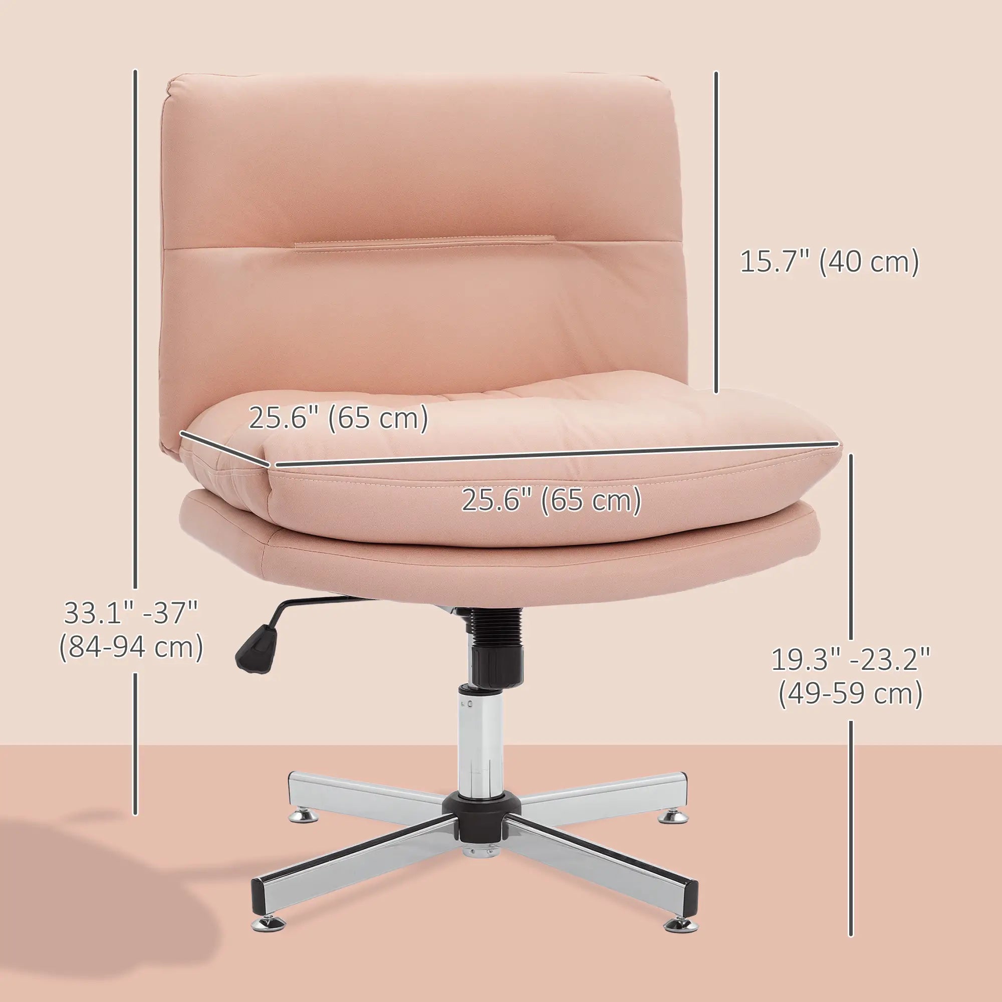 Armless Office Chair, Adjustable Height, Tilt Function, Pink Task Chairs at Gallery Canada