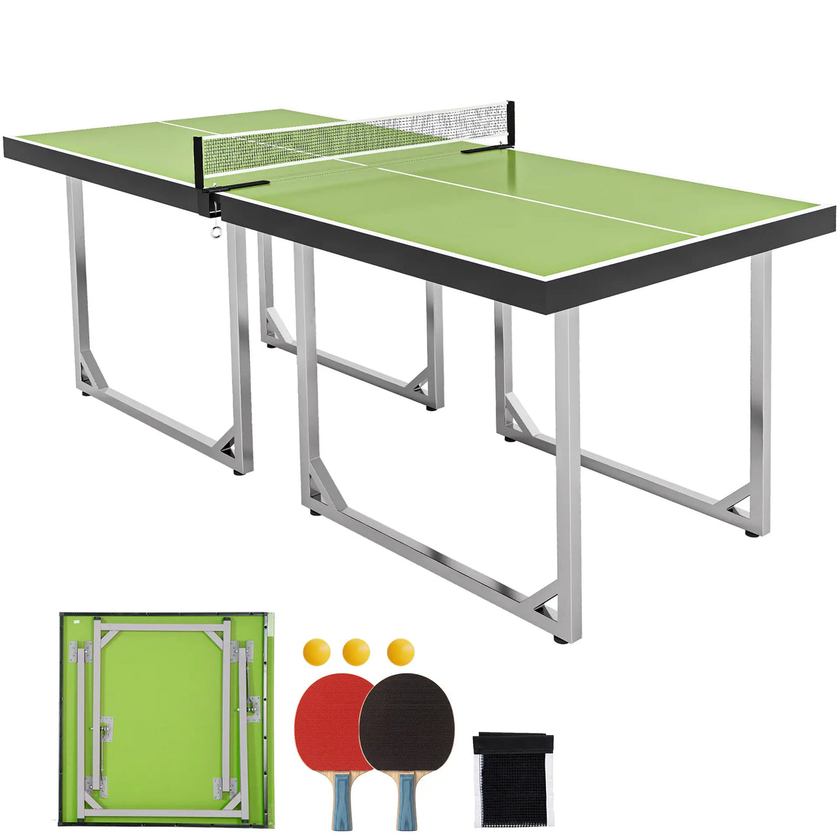 6x3 ft Folding Ping-pong Table, Green