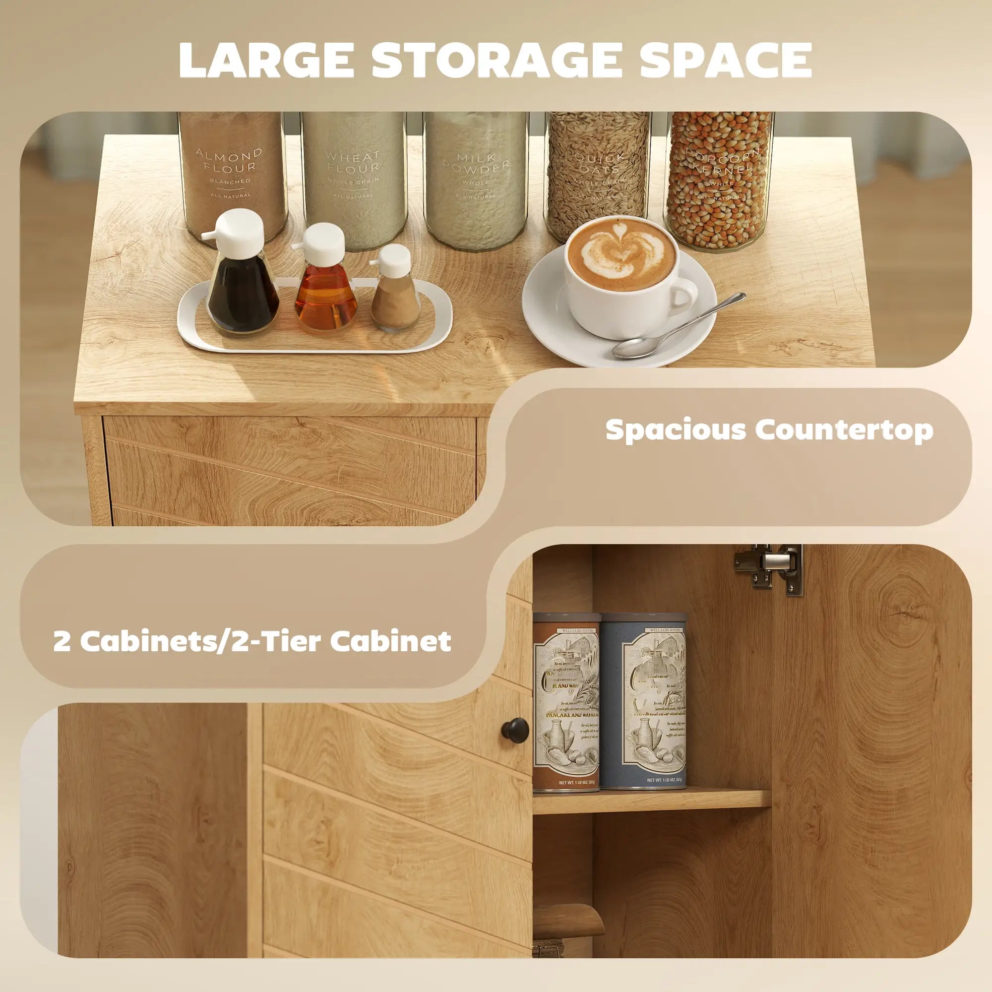 Storage Cabinet with Doors, Shelf, Wood Legs, Living Room, Bathroom Kitchen Pantry Cabinets at Gallery Canada