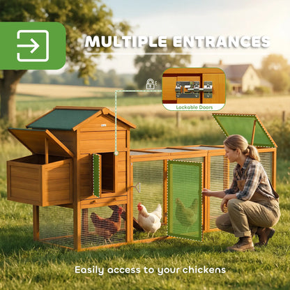 117 Extra Large Chicken Coop, Asphalt Roof, Wooden Hen House, Slide-out Tray, Quail Hutch, Nesting Box, Orange Chicken Coops at Gallery Canada