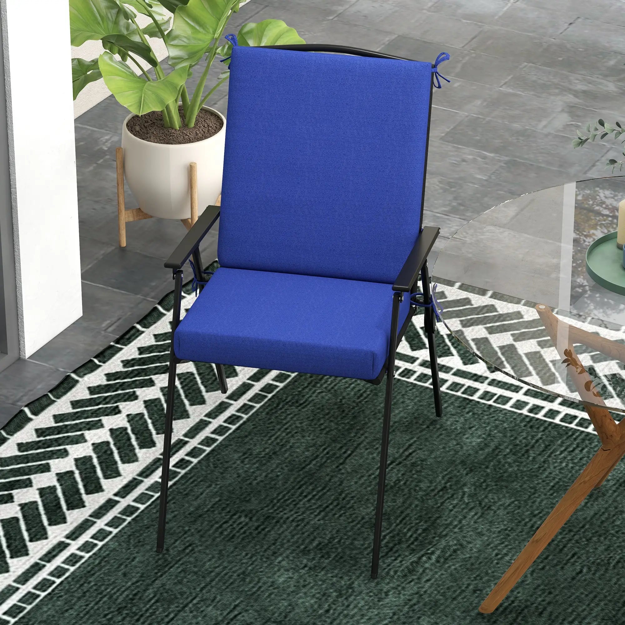 Outdoor Cushions Set of 2, Dining Chair Seat Cushions with Back, Navy Patio Chair Cushions at Gallery Canada