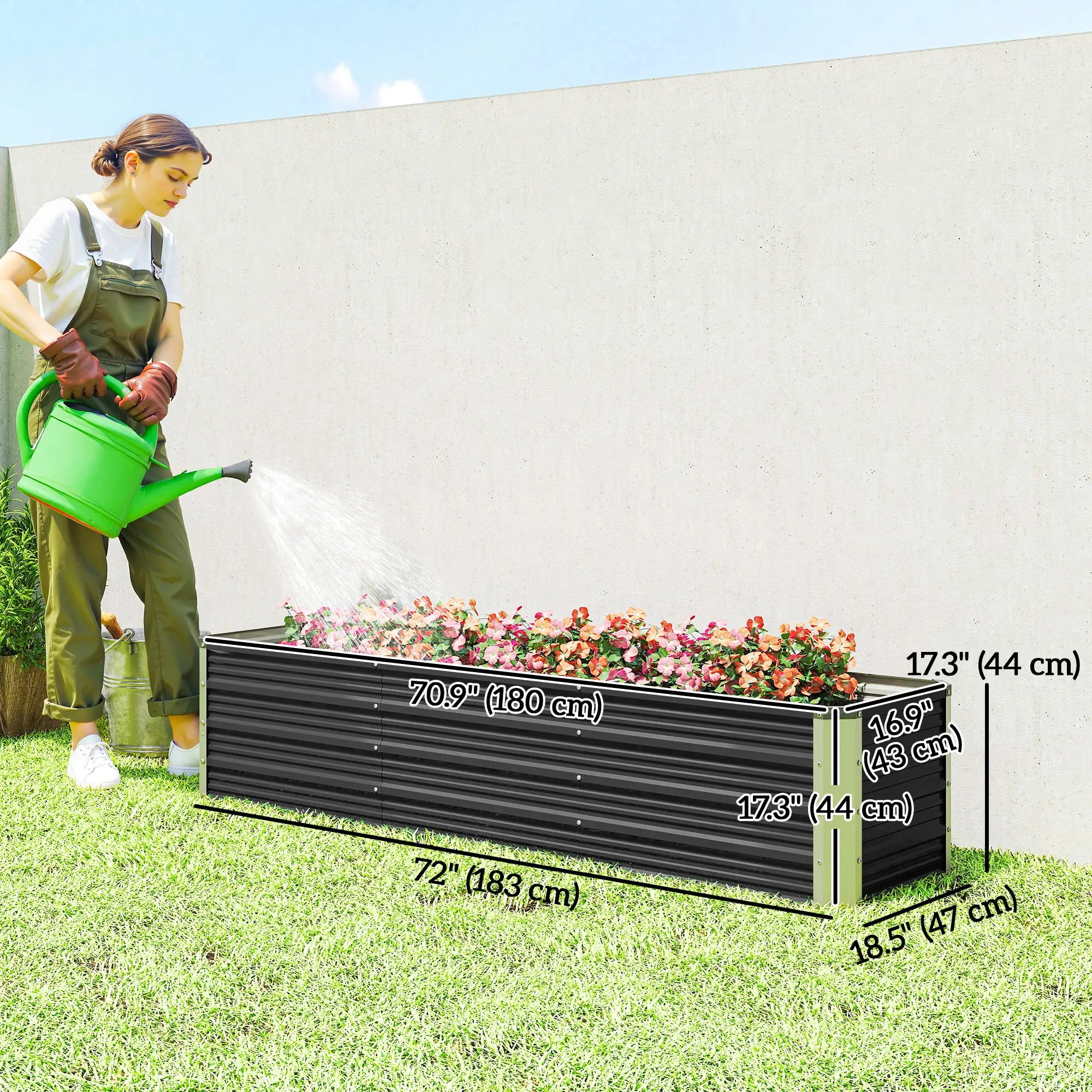 6' x 1.5' x 1.3' Galvanized Raised Garden Bed, Elevated Metal Planter Box, Dark Grey Raised Garden Beds at Gallery Canada