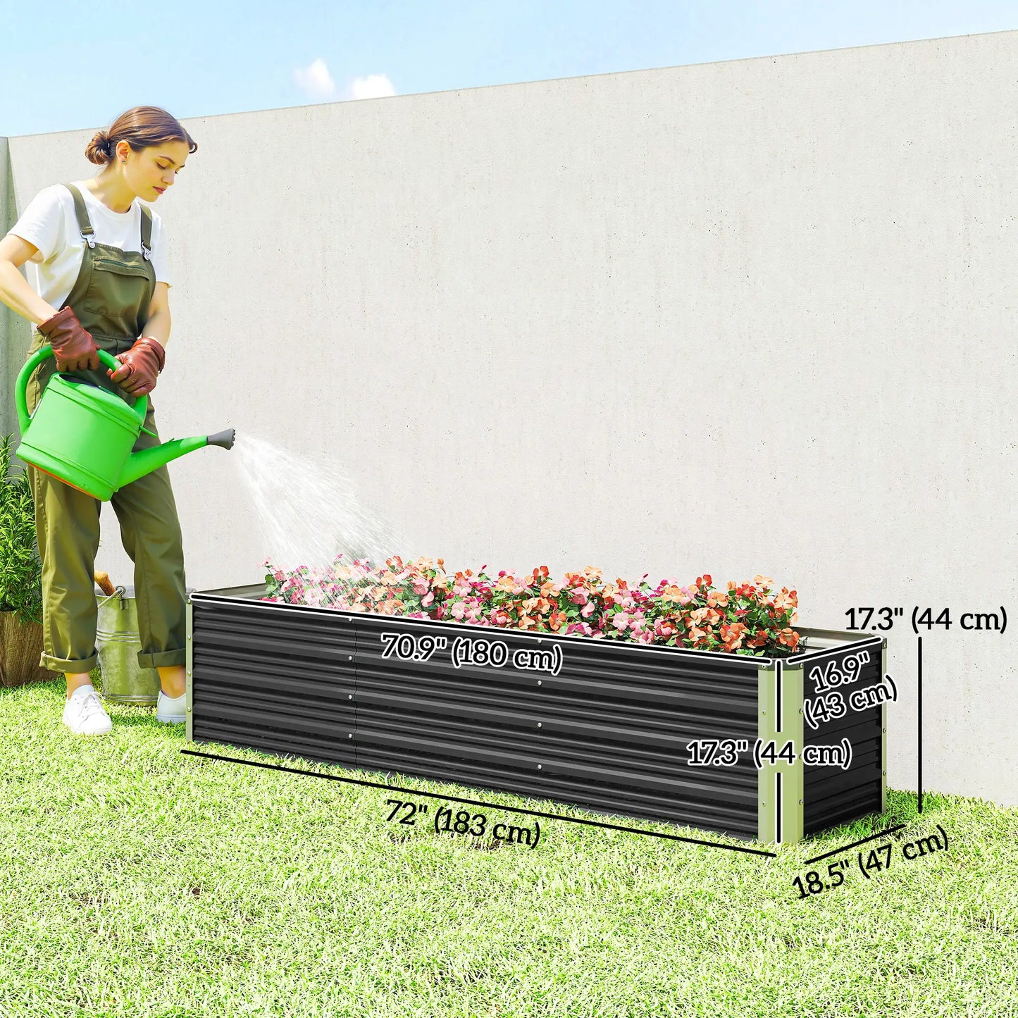 6' x 1.5' x 1.3' Galvanized Raised Garden Bed, Elevated Metal Planter Box, Dark Grey Raised Garden Beds at Gallery Canada