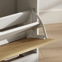 Armoire à chaussures fine, 2 tiroirs rabattables, étagères réglables, tiroir, plateau en verre