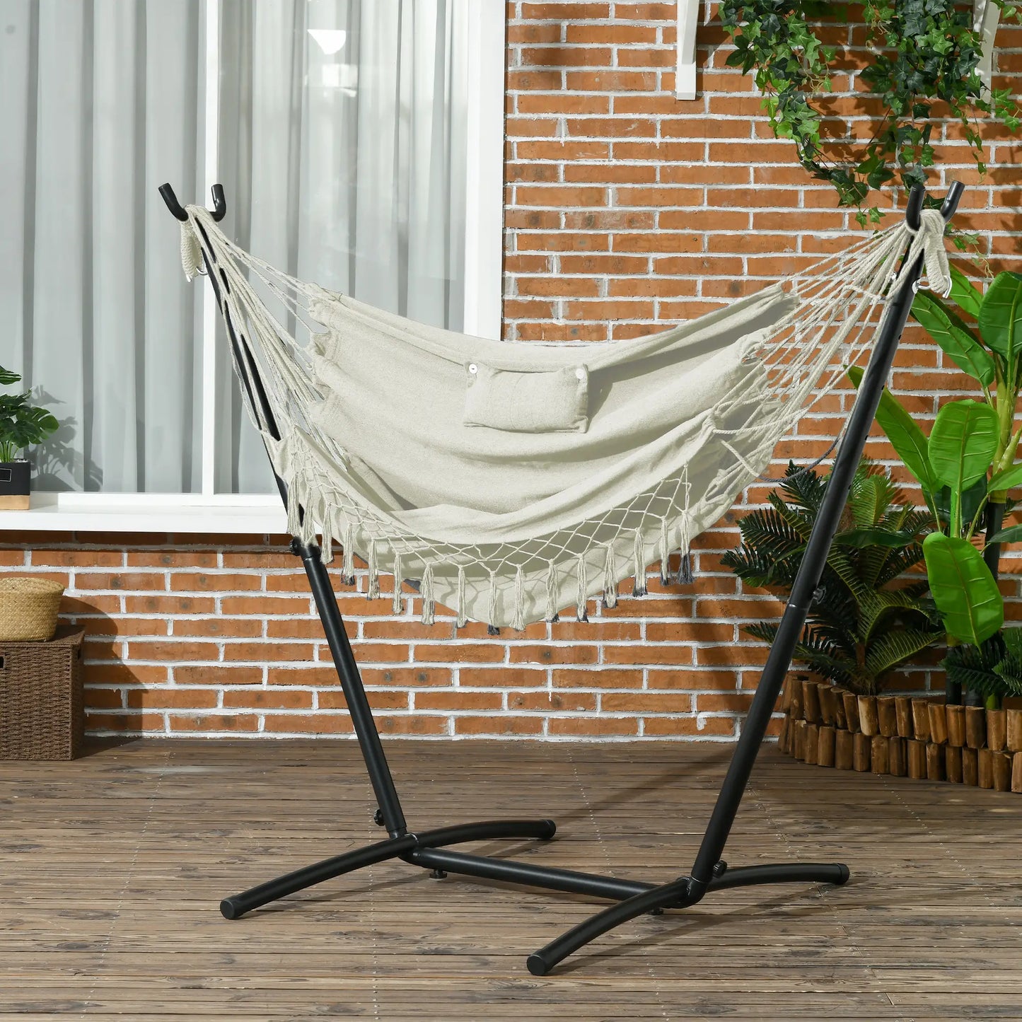 Patio Hammock Chair With Stand, Outdoor Swing, Cream Patio Swings with Stand at Gallery Canada