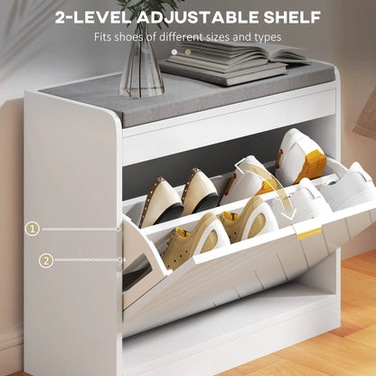 Shoe Storage Bench with Flip Drawer, Vent, Seat, Holds 5 Pairs Shoe Storage Cabinets & Racks at Gallery Canada