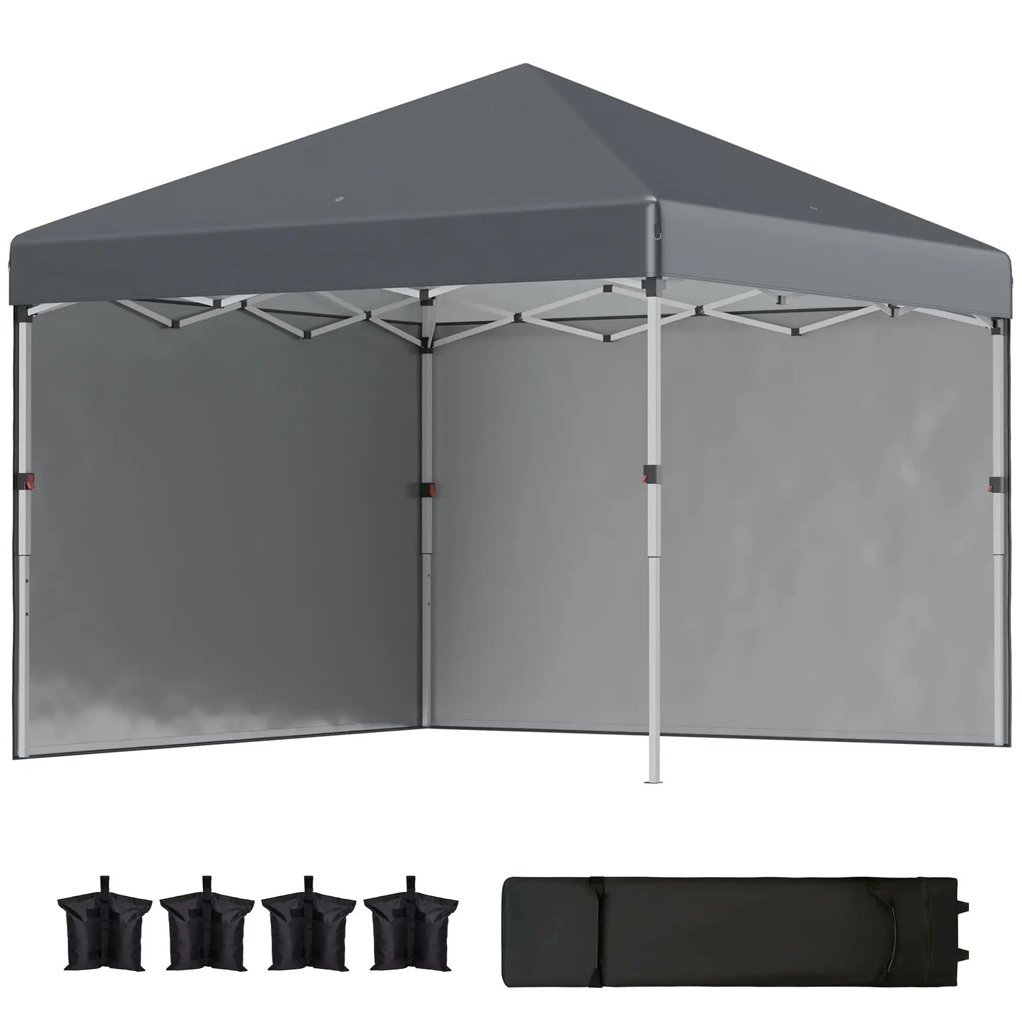 10' x 10' Pop Up Canopy, Sidewalls, Roller Bag, Adjustable, Dark Grey Pop Up Canopies at Gallery Canada