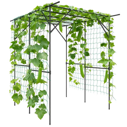 6.4FT Tall Metal Garden Arch Trellis, Plant Support With Climbing Net Plant Stands at Gallery Canada