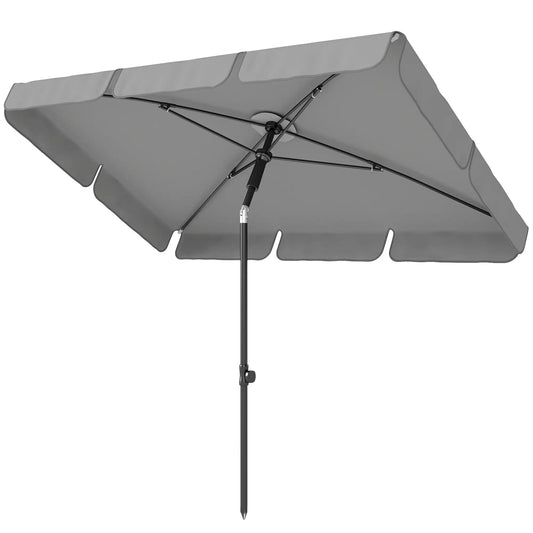 6' x 4' Grey Patio Umbrella, Tilt Crank, Rectangular Outdoor, Grey Sun Umbrellas Grey at Gallery Canada