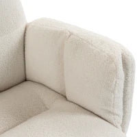 Chaise de bureau en molleton Teddy, fauteuil de direction, blanc crème, blanc crème