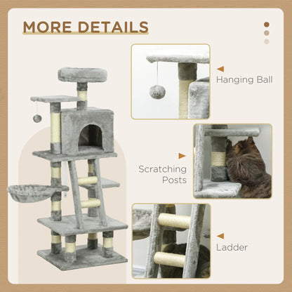 49 Inch Cat Tree for Indoor Cats, Light Grey Cat Towers at Gallery Canada